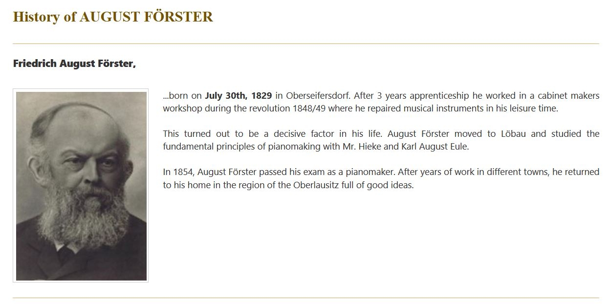 History of August Förster 1