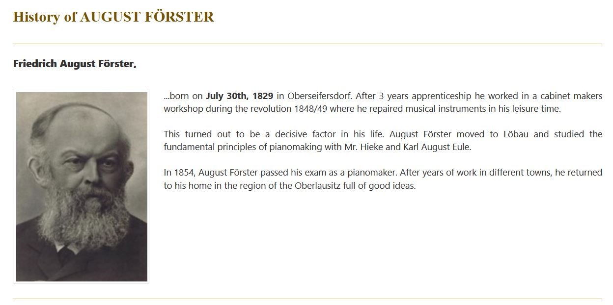 History of August F&ouml;rster 1